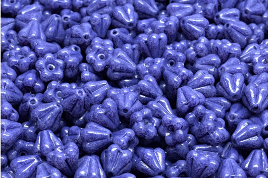 Bell Flower Beads, White 4325 (02010-04325), Glass, Czech Republic