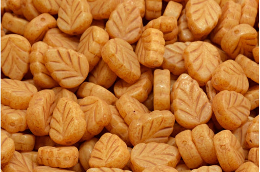 Mint Leaf Beads, White 84311 (02010-84311), Glass, Czech Republic