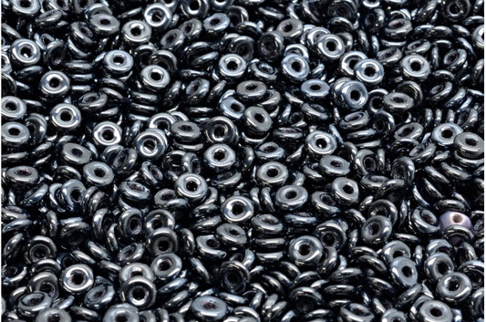 Spacer O-bead Demi Round Beads, Schwarzer Hämatit (23980-14400), Glas, Tschechische Republik