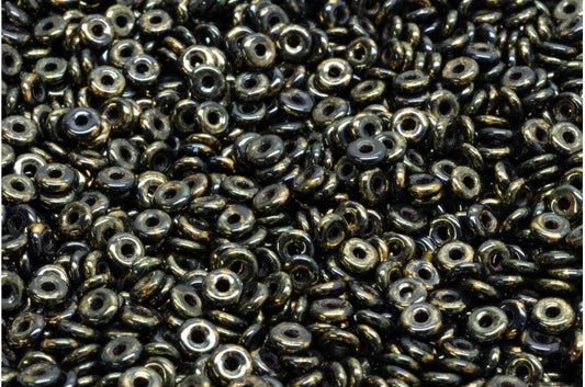 Spacer O-bead Demi Round Beads, Black Terracotta Violet (23980-15496), Glass, Czech Republic