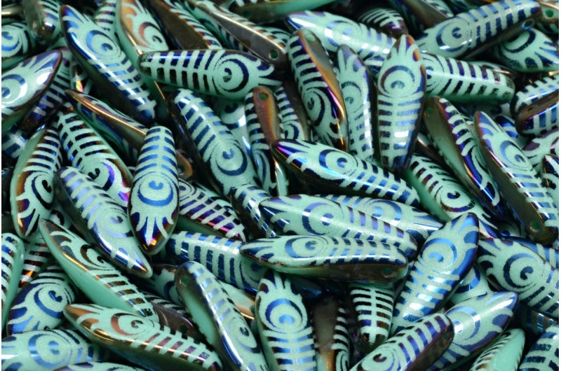 Dagger Beads, Turquoise 29903 L E (63130-29903-L-E), Glass, Czech Republic