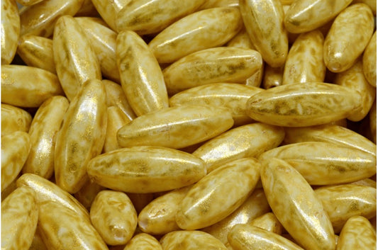 Peeled Olive beads, White 34302 (02010-34302), Glass, Czech Republic