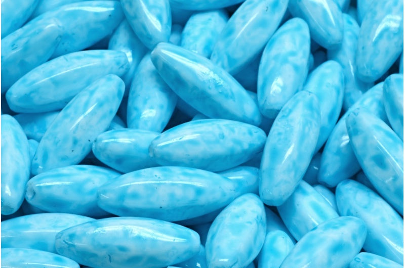 Peeled Olive beads, White 34308 (02010-34308), Glass, Czech Republic