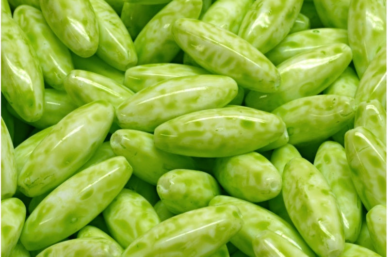 Peeled Olive beads, White 34310 (02010-34310), Glass, Czech Republic