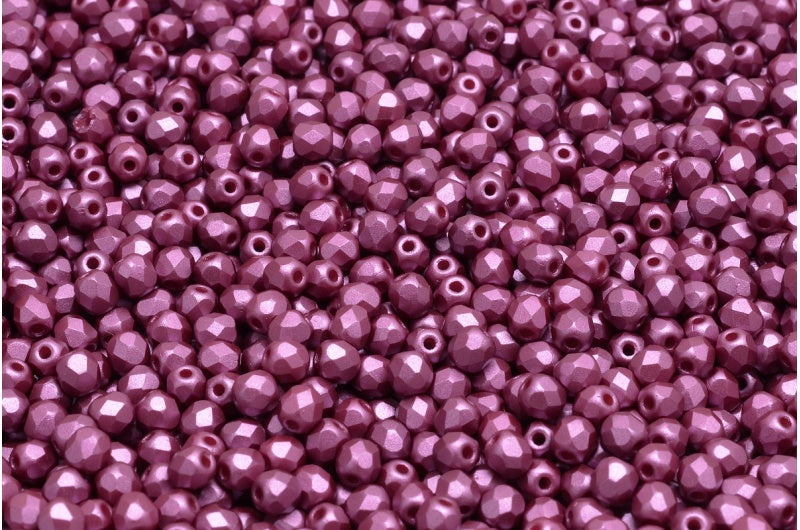 Fire Polished Faceted Beads Round, White Burgundy (02010-25031), Bohemia Crystal Glass, Czech Republic