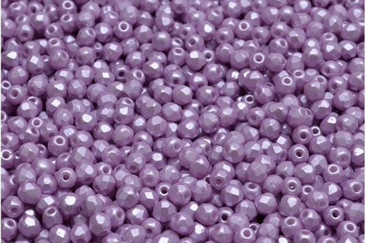 圆形火抛光刻面珠，白色 25011 (02010-25011)，波西米亚水晶玻璃，捷克共和国