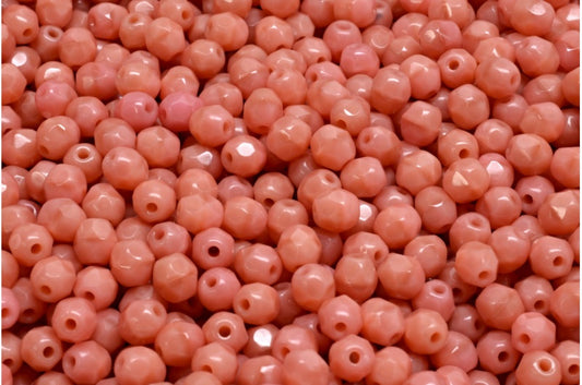 Fire Polished Faceted Beads Round, Opaque Pink (73040), Bohemia Crystal Glass, Czech Republic