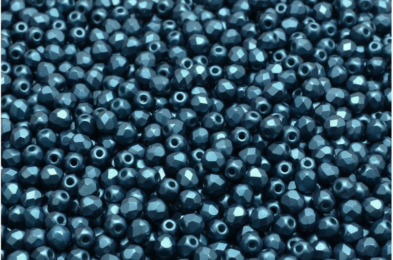 ファセット加工ラウンドビーズ、ホワイトペトロール（02010-25033）、ボヘミアクリスタルガラス、チェコ共和国