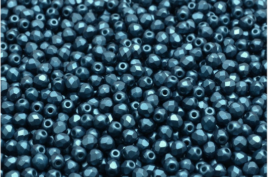 ファセット加工ラウンドビーズ、ホワイトペトロール（02010-25033）、ボヘミアクリスタルガラス、チェコ共和国