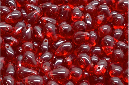ドロップビーズ、透明レッド（90100）、ガラス、チェコ共和国