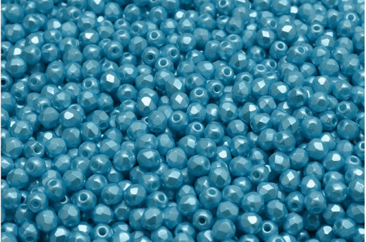 ファイアポリッシュファセットビーズラウンド、ホワイトアクア（02010-25019）、ボヘミアクリスタルガラス、チェコ共和国