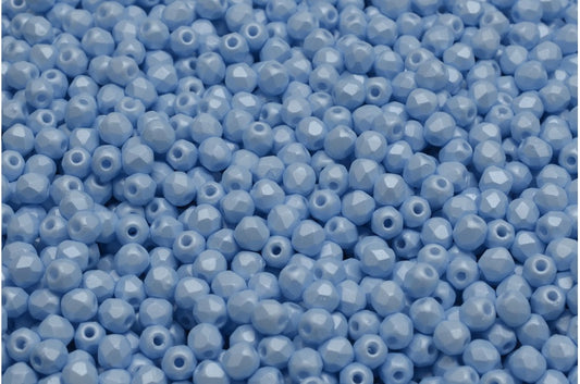 ファセット加工ビーズ ラウンド ホワイト ライトブルー (02010-25014)、ボヘミアクリスタルガラス、チェコ共和国