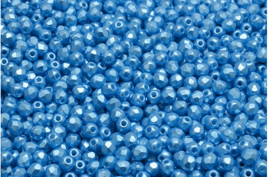 Fire Polished Faceted Beads Round, White 25020 (02010-25020), Bohemia Crystal Glass, Czech Republic