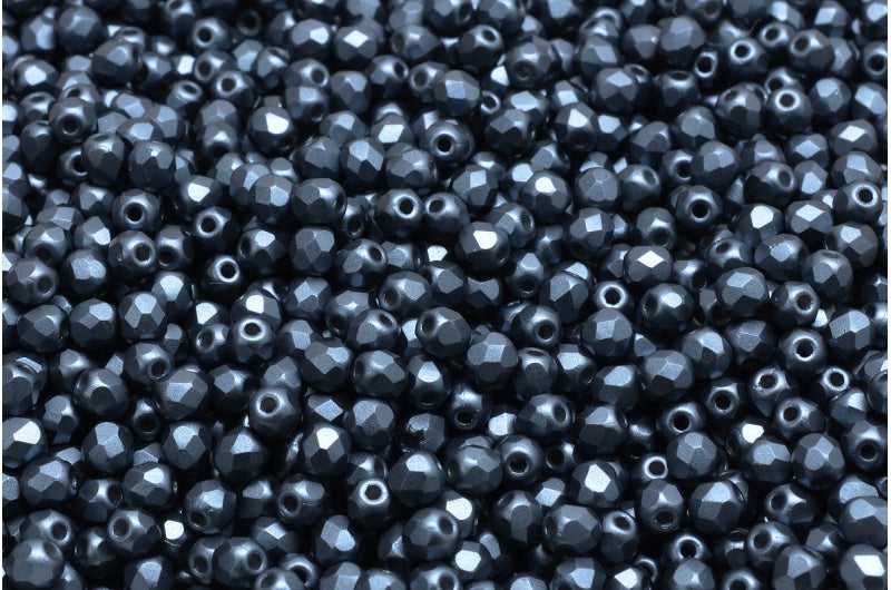 Fire Polished Faceted Beads Round, White 25037 (02010-25037), Bohemia Crystal Glass, Czech Republic