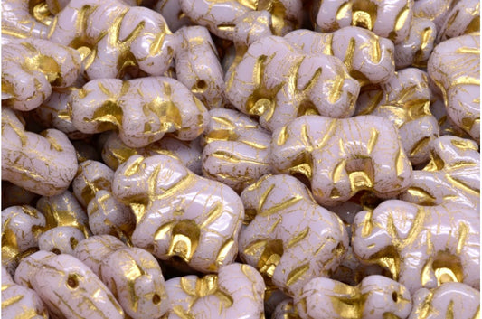 エレファントビーズ、オパールピンクゴールドライン（71200-54302）、ガラス、チェコ共和国
