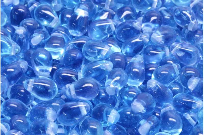 ドロップビーズ、透明アクア透明ライトアメジスト（60000-20500）、ガラス、チェコ共和国