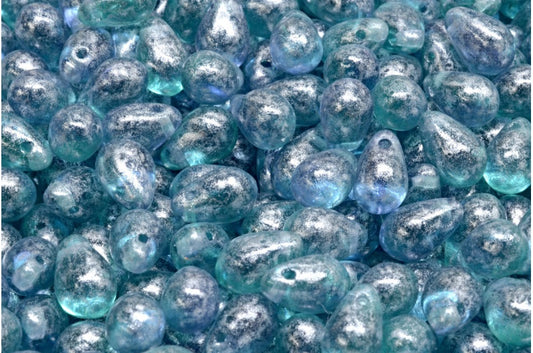 ドロップビーズ、透明アクア透明ライトアメジスト34301（60200-20500-34301）、ガラス、チェコ共和国