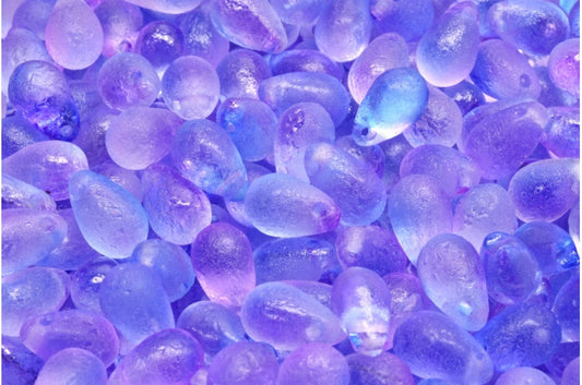 Drop Beads, Crystal Etched Blue Violet (00030-ETCH-48002), Glass, Czech Republic