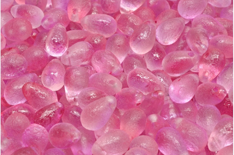 Drop Beads, Crystal Etched Pink Purple (00030-ETCH-48020), Glass, Czech Republic