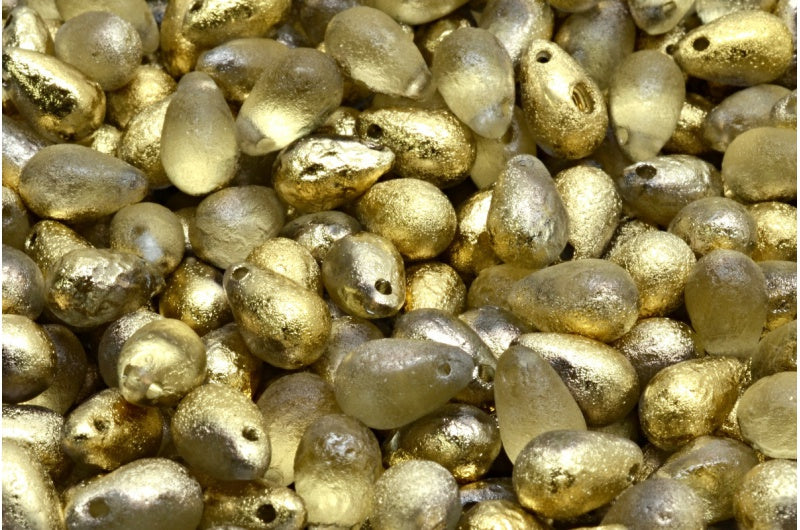 ドロップビーズ、クリスタルエッチングゴールド（00030-ETCH-26441）、ガラス、チェコ共和国