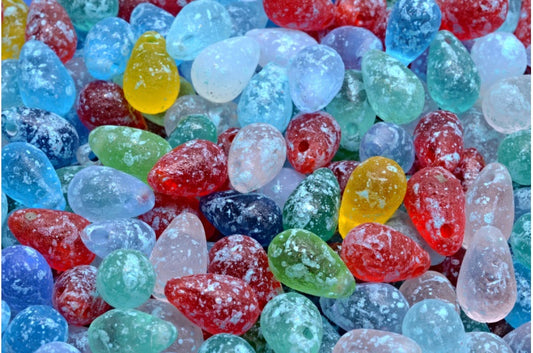 Tropfenperlen, 1 gemischte Farben geätzt 94308 (00001-MIx-ETCH-94308), Glas, Tschechische Republik