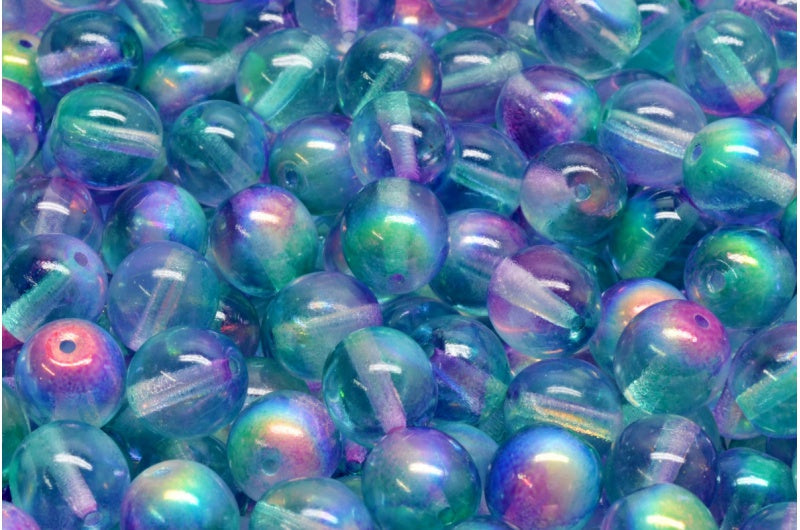 Round Druck Beads 8mm, Crystal 48123 (00030-48123), Glass, Czech Republic