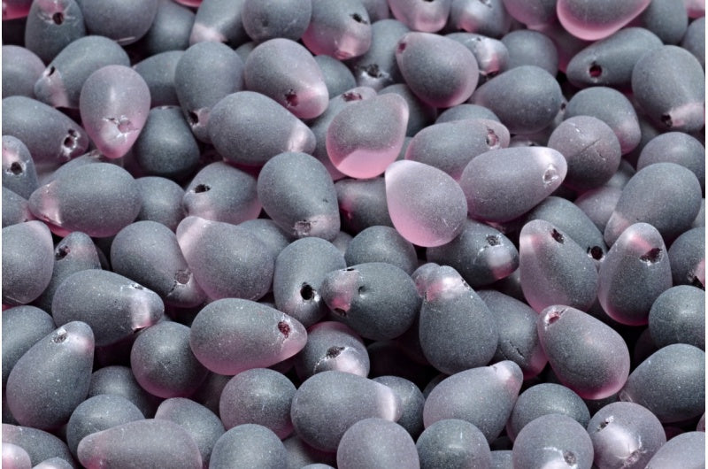 ドロップビーズ、透明ピンク透明ライトアメジストマット（70200-20120-84100）、ガラス、チェコ共和国