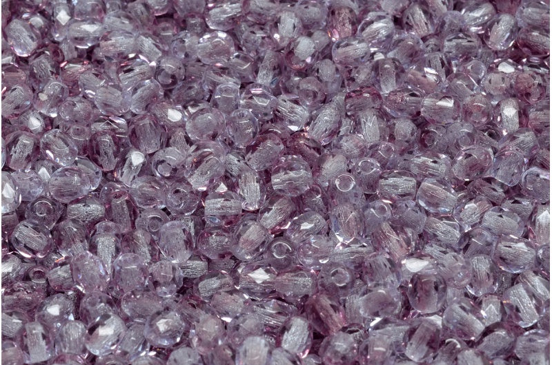 Fire Polished Faceted Beads Round, Transparent Light Amethyst (20310), Bohemia Crystal Glass, Czech Republic