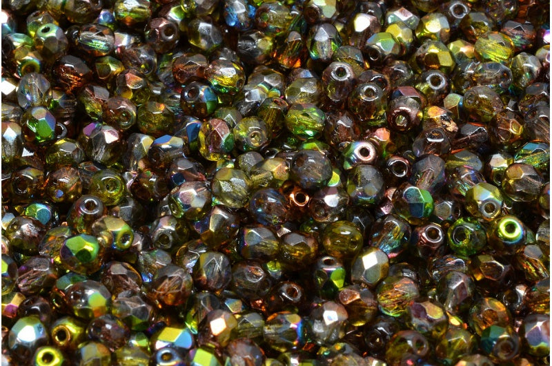 Fire Polished Faceted Beads Round, Crystal 95400 (00030-95400), Bohemia Crystal Glass, Czech Republic
