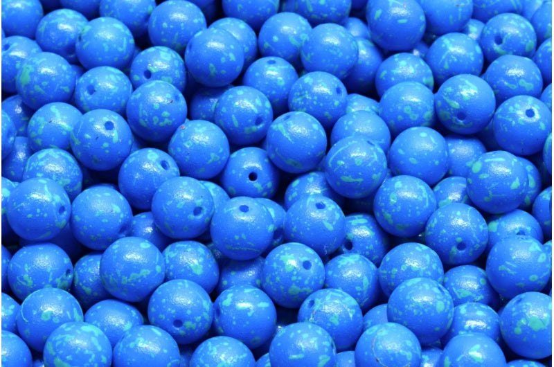 Round Druck Beads 6mm, White 12003 (02010-12003), Glass, Czech Republic