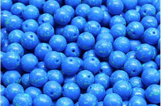 Round Druck Beads 6mm, White 12003 (02010-12003), Glass, Czech Republic