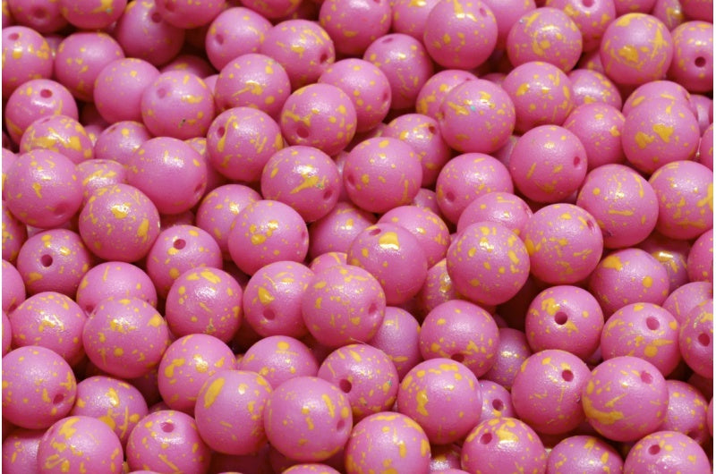 Round Druck Beads 6mm, White 12005 (02010-12005), Glass, Czech Republic