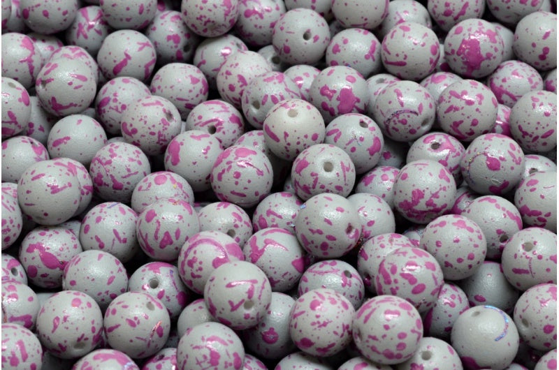 圆形 Druck 珠子 6 毫米，白色 12009 (02010-12009)，玻璃，捷克共和国