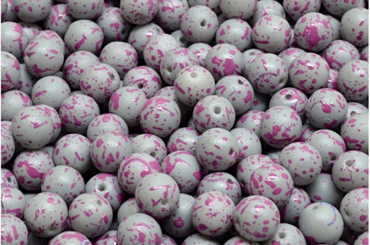 圆形 Druck 珠子 6 毫米，白色 12009 (02010-12009)，玻璃，捷克共和国