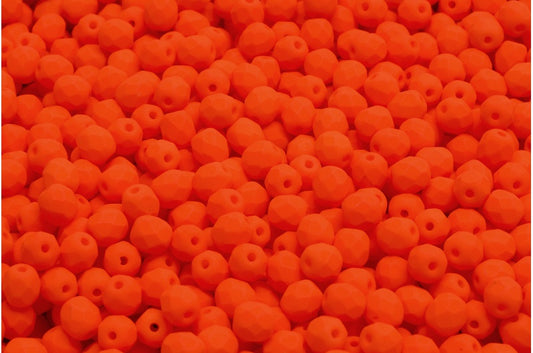 ファセット加工ビーズ ラウンド ホワイトオレンジ (02010-25122)、ボヘミアクリスタルガラス、チェコ共和国