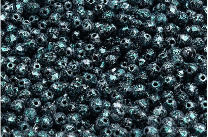 ファセット加工ビーズ ラウンド、ブラック 45707 (23980-45707)、ボヘミアクリスタルガラス、チェコ共和国