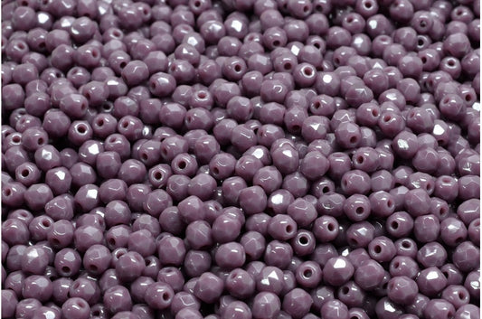 ファセット加工ビーズ ラウンド、不透明アメジスト（23050）、ボヘミアクリスタルガラス、チェコ共和国