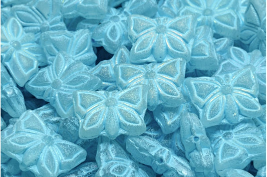Butterfly Beads Crystal Matte Ab Full (2X Side) Light Blue Lined (00030-84100-28703-54308), Glass, Czech Republic
