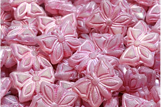Butterfly Beads Crystal Matte Ab Full (2X Side) Pink Lined (00030-84100-28703-54321), Glass, Czech Republic