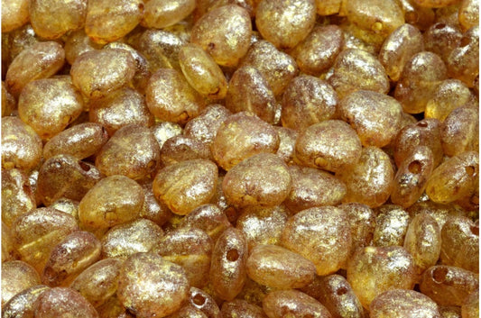 Heart Beads Crystal Etched Travertin 34302 (00030-etch-86800-34302), Glass, Czech Republic