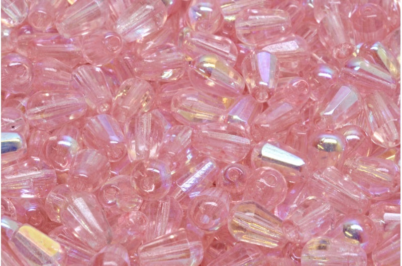 ファセット加工のファイアポリッシュ仕上げのティアドロップビーズ、クリスタルAb 34304（00030-28701-34304）、ガラス、チェコ共和国