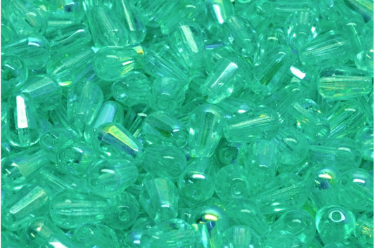 ファセット加工のファイアポリッシュ仕上げのティアドロップビーズ、クリスタルAb 34309（00030-28701-34309）、ガラス、チェコ共和国