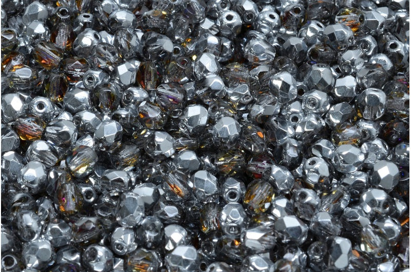 Fire Polish Faceted Beads, Crystal 29536 (00030-29536), Glass, Czech Republic