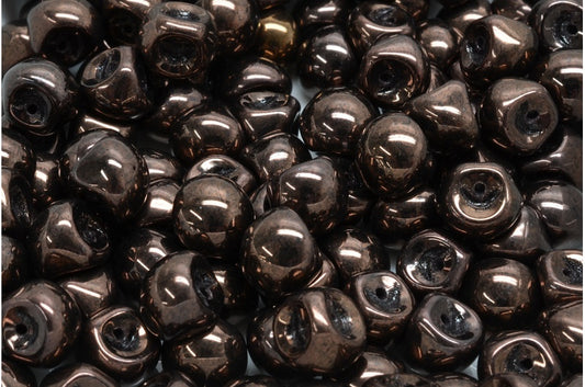 Mushroom Button Beads, Black Purple (23980-15726), Glass, Czech Republic