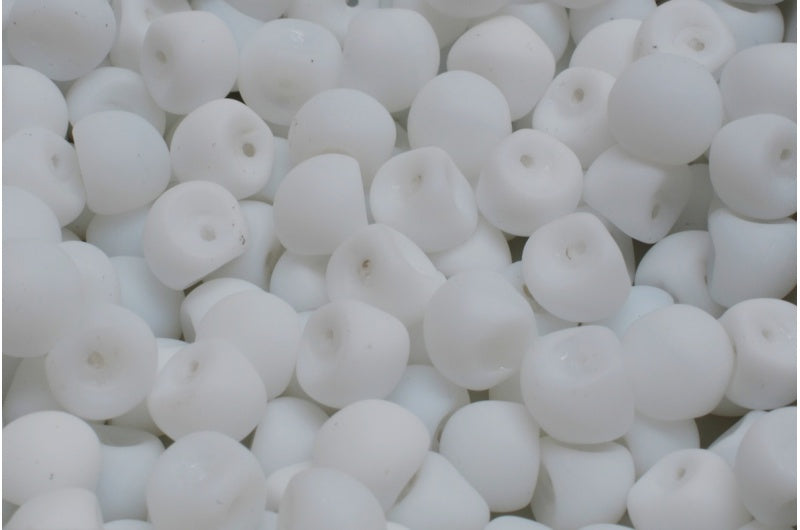 蘑菇珠，白色哑光 (02010-84100)，玻璃，捷克共和国