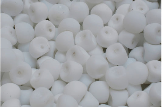 Mushroom Button Beads, White Matte (02010-84100), Glass, Czech Republic