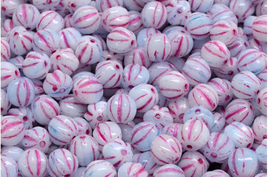 メロンビーズ、R2061 ピンクライン（R2061-43807）、ガラス、チェコ共和国