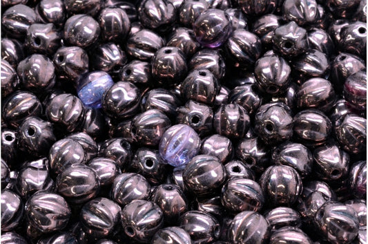 Melon Beads, R0239 Purple (R0239-15726), Glass, Czech Republic