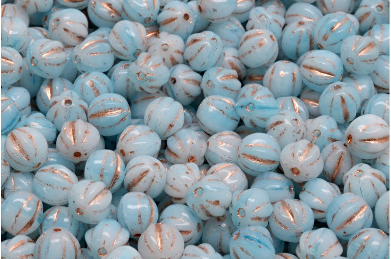 Melon Beads R2061 Copper Lined (R2061-54307), Glass, Czech Republic