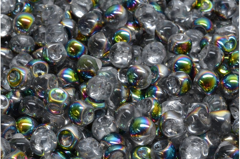 Mushroom Button Beads, Crystal Crystal Vitrail Medium Coating (00030-28101), Glass, Czech Republic